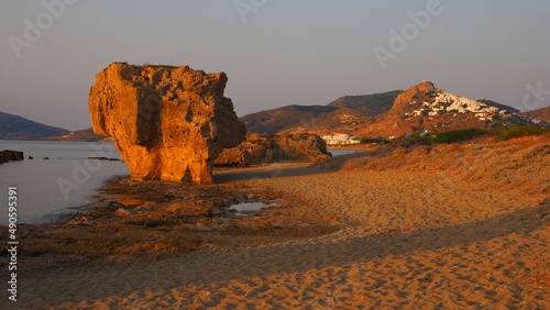 Giant rock in Pouria beach near main village of Skiros island, Sporades islands, Greece photo