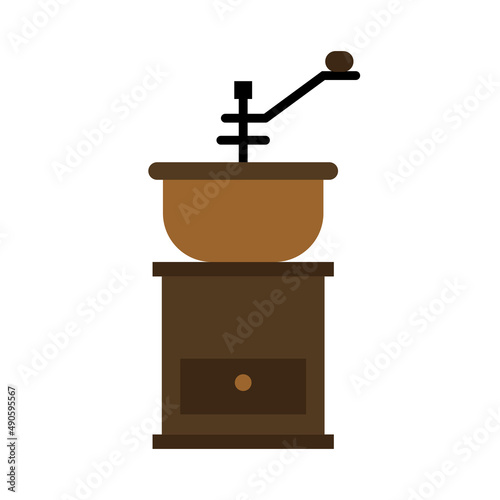 Manual coffee grinder. Simple food icon in trendy style isolated on white bac...