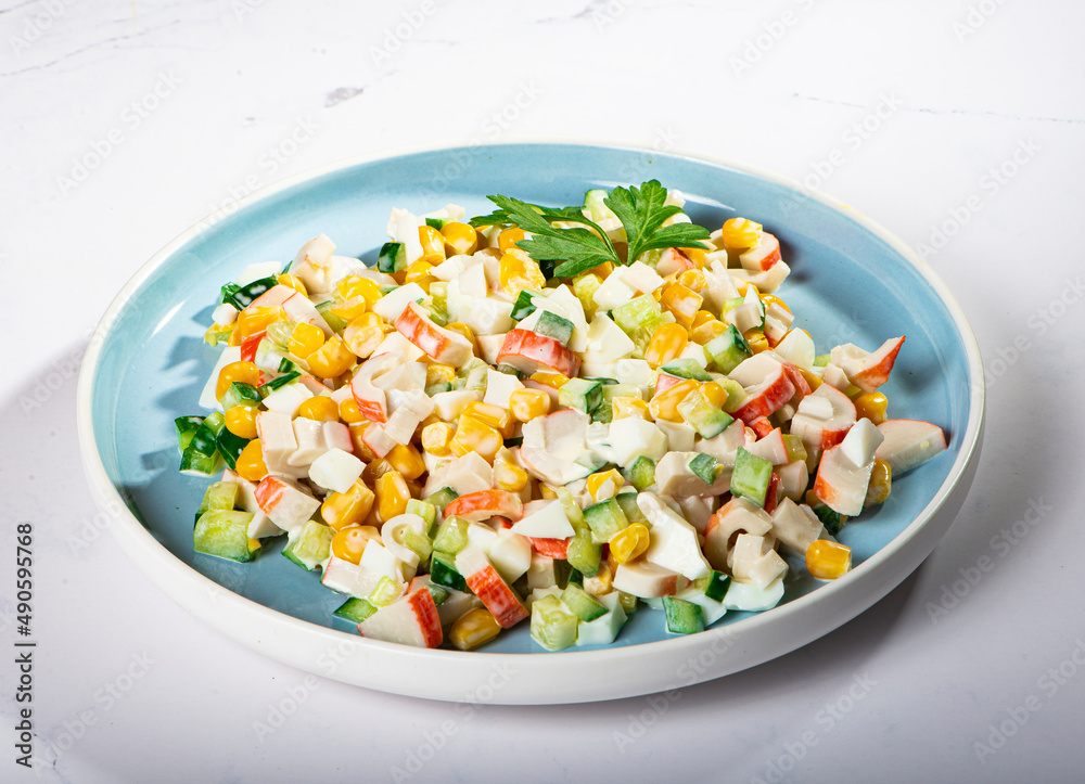 salad with crab sticks and egg