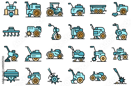 Cultivator machine icon outline vector. Agriculture agronomy. Engine farm