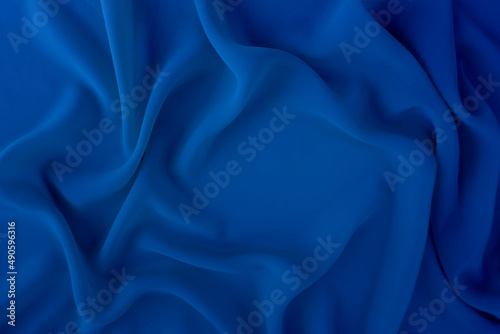 Canvastavla blue silk fabric, delicate satin with soft pleats for designer, text mockup, cards, luxury concept