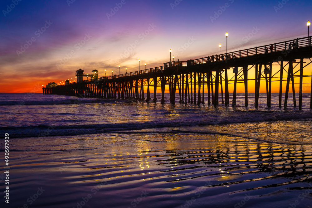 Reflections near the Oceanside Pier. Oceanside is 35 miles North of San Diego, California, USA