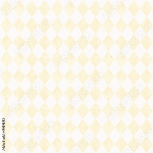 Watercolor rhombus seamless pattern. Vintage style. Golden color. Stock illustration.