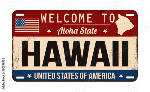 Welcome to Hawaii vintage rusty license plate