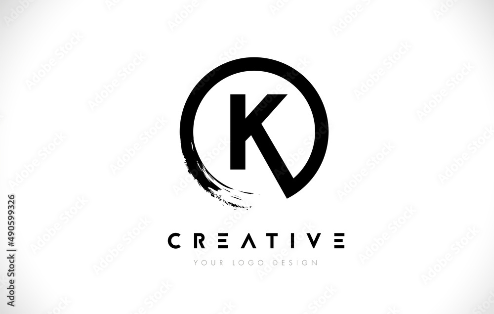 K Circular Letter Logo with Circle Brush Design and White Background. K Circular Letter Logo with Circle Brush Design and White Background.