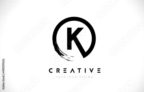 Free Download K Circular Letter Logo with Circle Brush Design and White Background. - GFXLoad