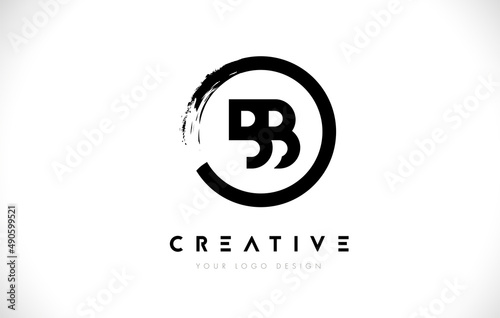 BB Circular Letter Logo with Circle Brush Design and White Background.