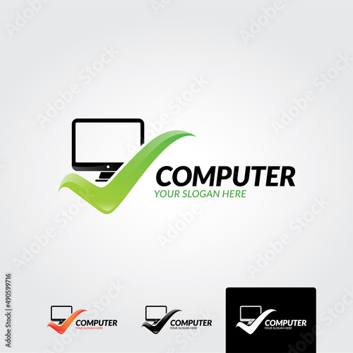 Minimal computer logo template - vector