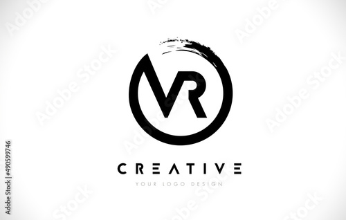 Free Download VR Circular Letter Logo with Circle Brush Design and White Background. - GFXLoad