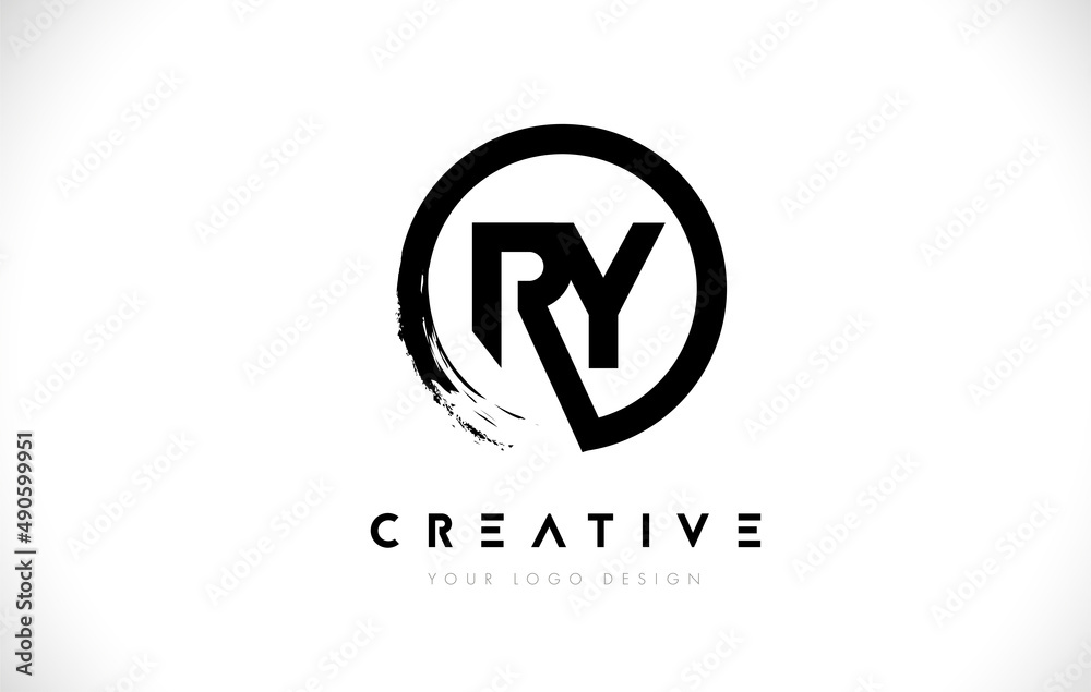 RY Circular Letter Logo with Circle Brush Design and White Background. RY Circular Letter Logo with Circle Brush Design and White Background.