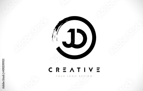 JO Circular Letter Logo with Circle Brush Design and White Background.