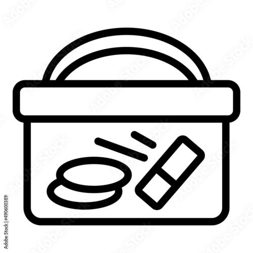 Transparent cosmetic bag icon outline vector. Case beauty. Zipper pounch photo