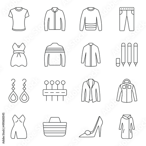 Pack of Clothing and Attire Line Icons  