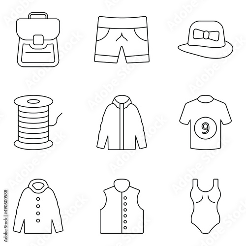 Pack of Clothing and Attire Line Icons

