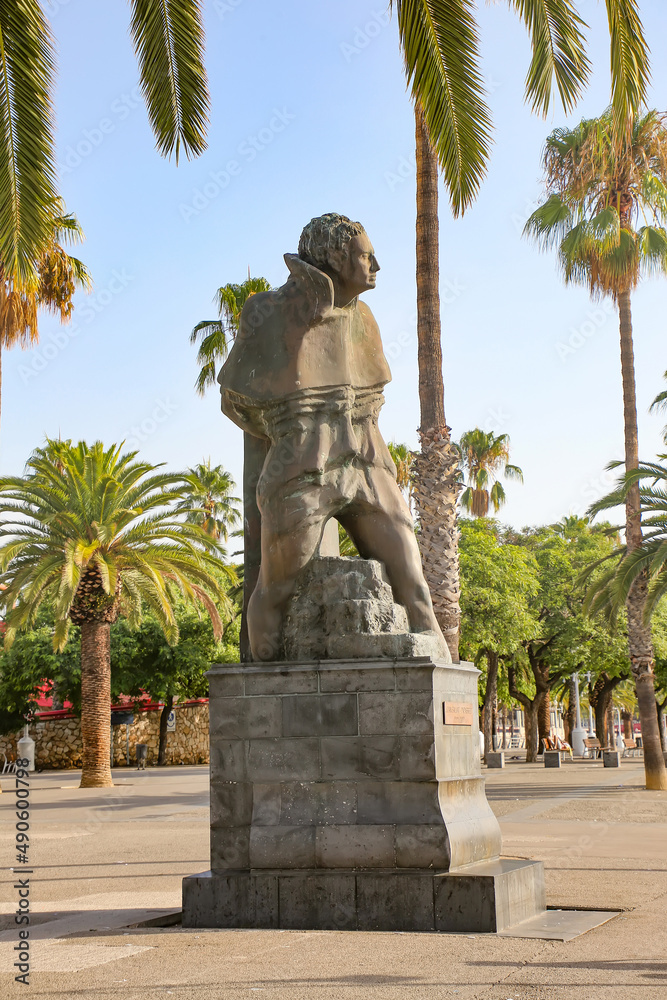 Monument to Joan Salvat-Papasseit, bronze statue which is is located on the Moll de la Fusta wharf in Barcelona’s historic harbour El Port Vell, Barcelona, Spain. Monument to Joan Salvat-Papasseit, bronze statue which is is located on the Moll de la Fusta wharf in Barcelona’s historic harbour El Port Vell, Barcelona, Spain.