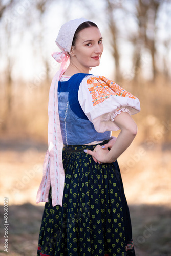 Woman dressed in slovak folk dress 