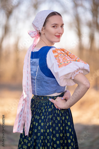 Woman dressed in slovak folk dress 