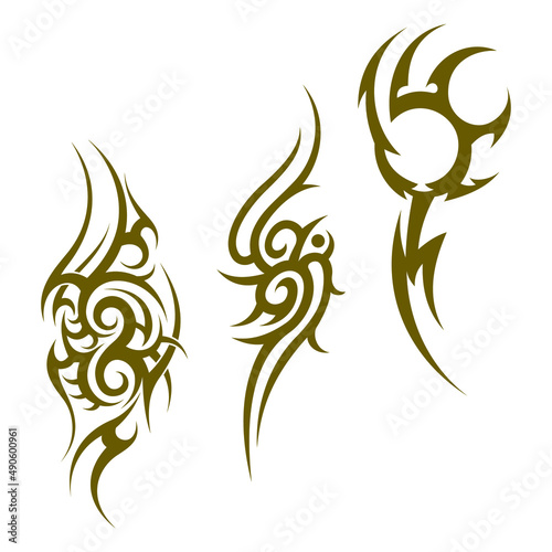 tribal tattoo and flame tattoo collection set