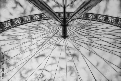 creative image based upon a photograph of the London Eye attraction viewed from an unusual point of view