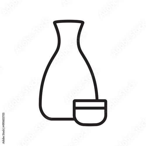 Vector linear icon with sake