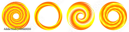 Spiral, swirl and twirl, whirl design element. Whirlpool, whirlwind effect segmented, concentric circles, rings icon