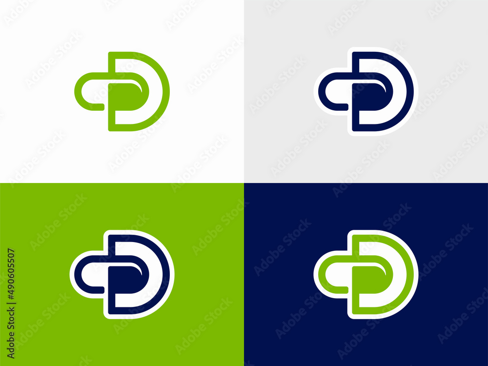 Modern professional icon in the shape of the letter D with a pill inside Modern professional icon in the shape of the letter D with a pill inside