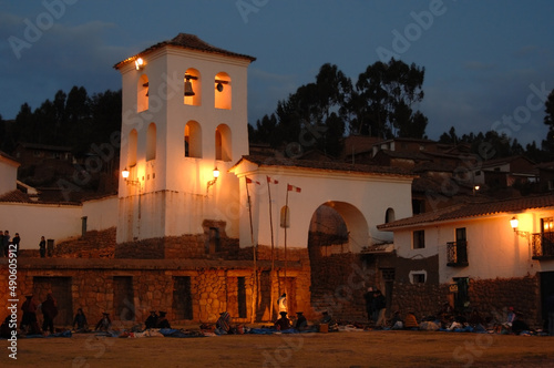Ancient church over inca ruins in Chinchero, Peru
