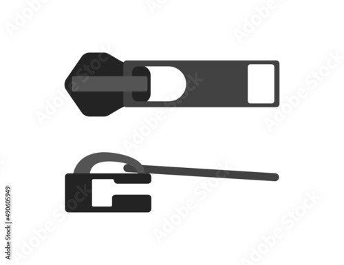Icon black zipper on white background. Vector isolated symbol.