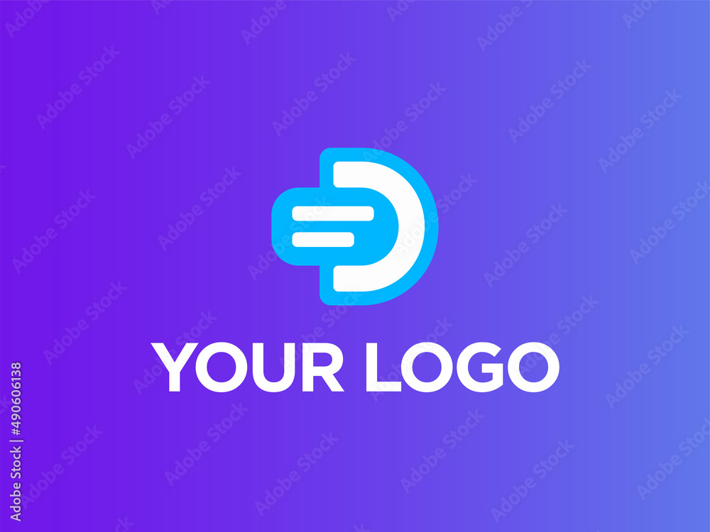 Modern professional logo in the shape of the letter D with a chat inside Modern professional logo in the shape of the letter D with a chat inside