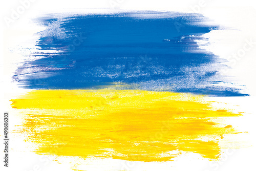 Ukrainian flag painted with paint