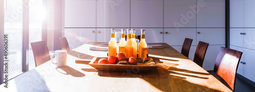 Conference table table with drinks in meeting room