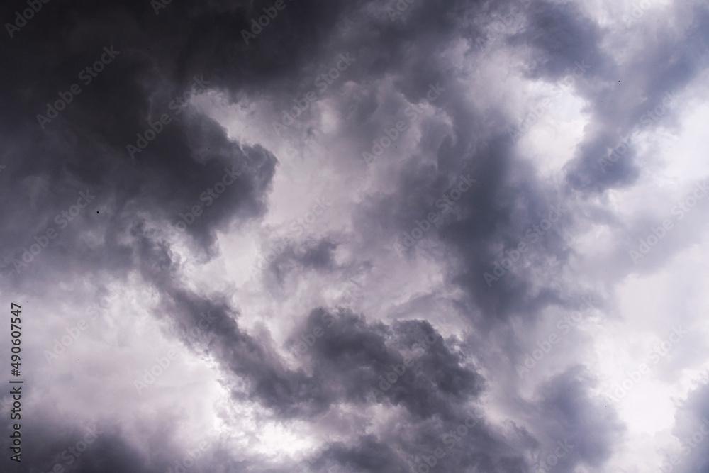 Overcast clouds. Storm sky, rainy clouds over horizon