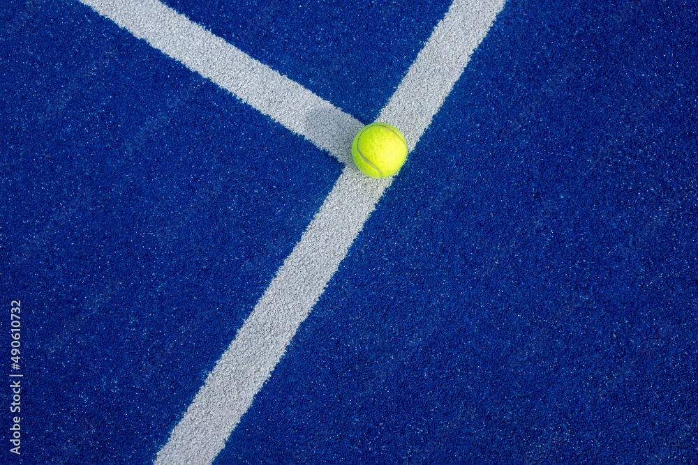 Paddle tennis ball on a paddle tennis court for background Stock Photo