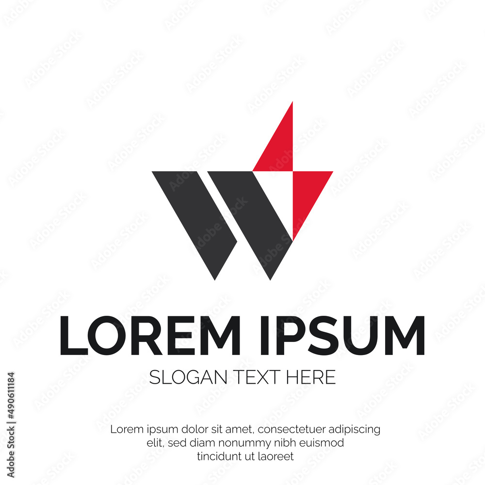 W Letter with Electrical Bolt Logo Vector Design