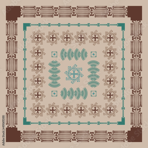 Decorative frames in the Greek style. Set of vector isolated icons. A series of square frames. Elements drawn by hand photo