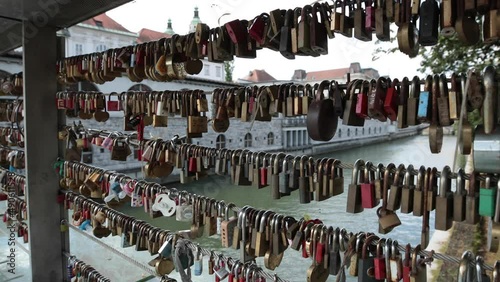 Love lock bridge. Thousands of padlocks. photo