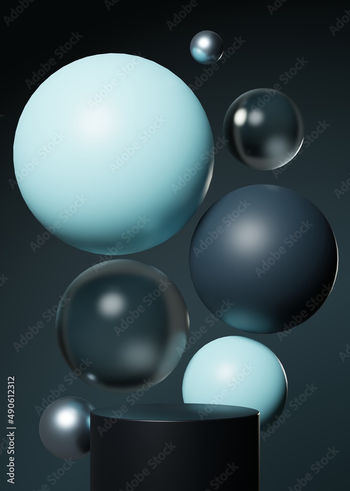 Modern blue podium or pedestal for product showcase. Box shape pedestal. Dark background display. Empty stage stand. 3d render Modern blue podium or pedestal for product showcase. Box shape pedestal. Dark background display. Empty stage stand. 3d render