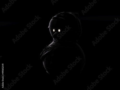 An image of a snowman on a uniform background, 3D rendering