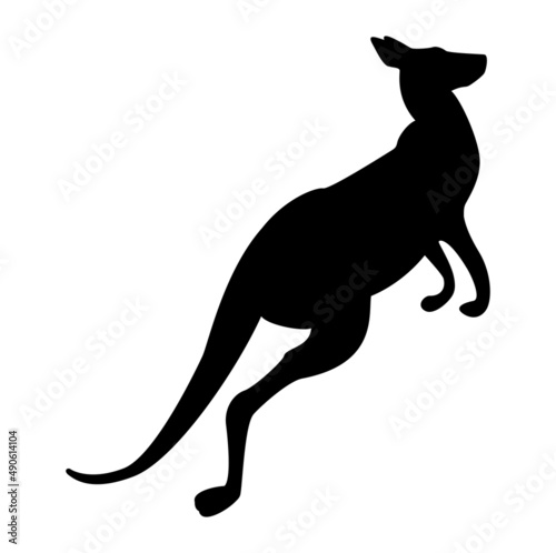 Black kangaroo silhouette isolated on white background. Illustration photo