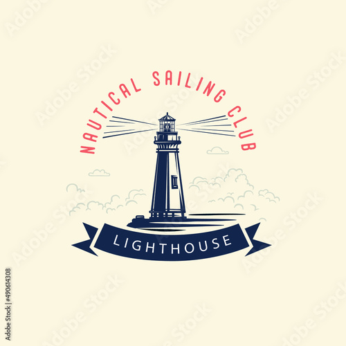 Lighthouse logo. Nautical sailing club.
