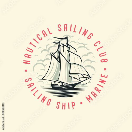 Marine logo. Nautical sailing club.