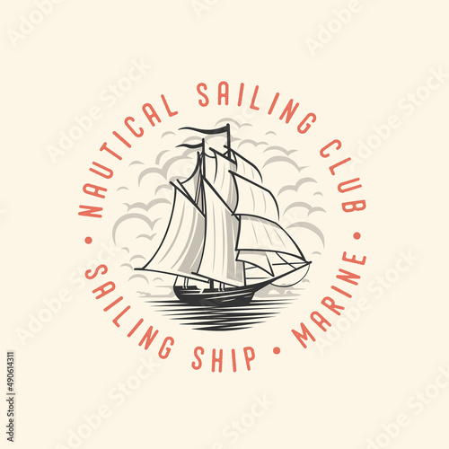 Marine logo. Nautical sailing club.