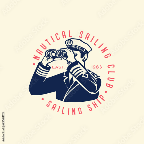 Captain of the ship. Nautical sailing club.