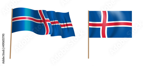 colorful naturalistic waving Island flag. Illustration