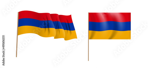 colorful naturalistic waving flag of Armenia. Illustration
