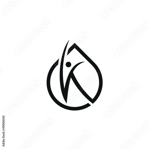 Human Relationship Drop Oil Logo Design. Letter K Concept