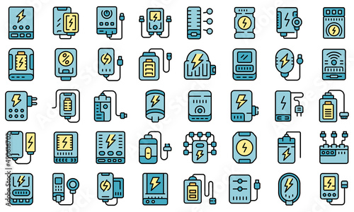 Power bank icon outline vector. Battery charge. Phone device
