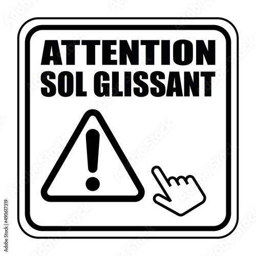 Logo attention sol glissant.