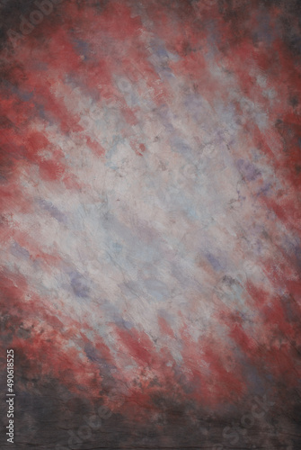 Red rust lavender blue background of various colors with lighter center spot. Cloth look canvas or muslin with paint strokes for a classic portraiture look.