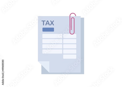 Tax form paper. Simple flat illustration. 